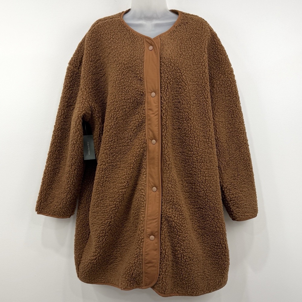 Vera Bradley Teddy Fleece Jacket XL NWT Nuthatch Cozy Oversized Boho Sherpa